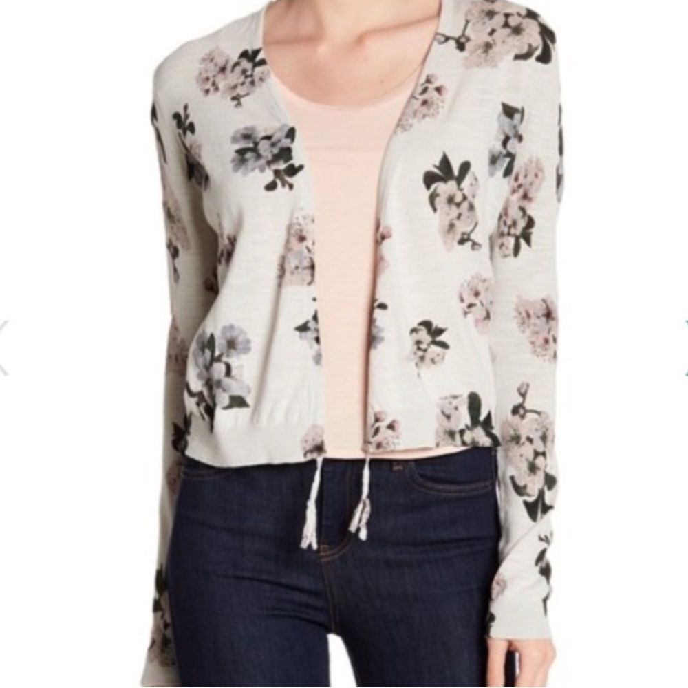 Lucky Brand Open Floral Cardigan Sz S 100% Cotton